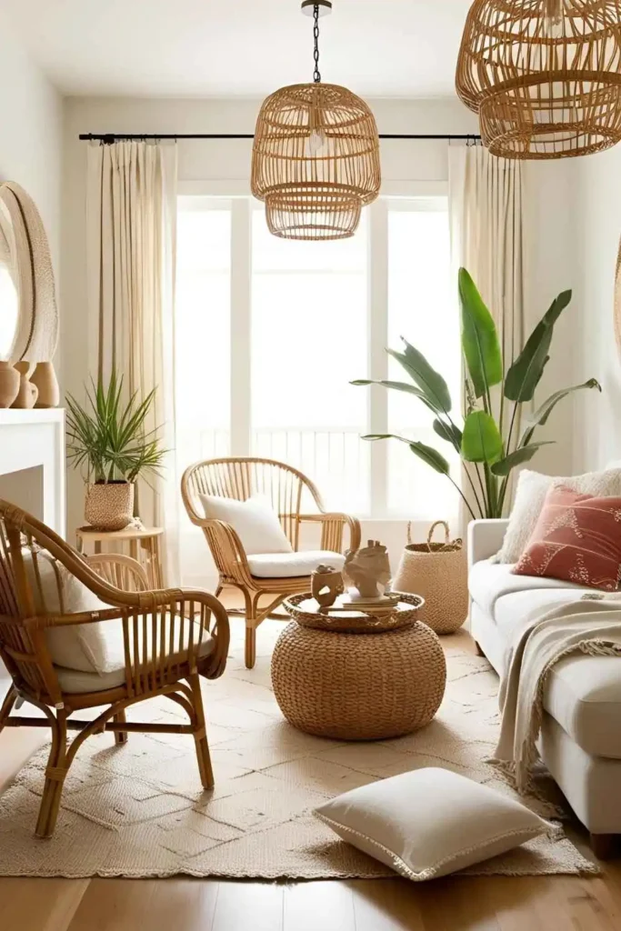 Add Rattan and Woven Accents for Texture
