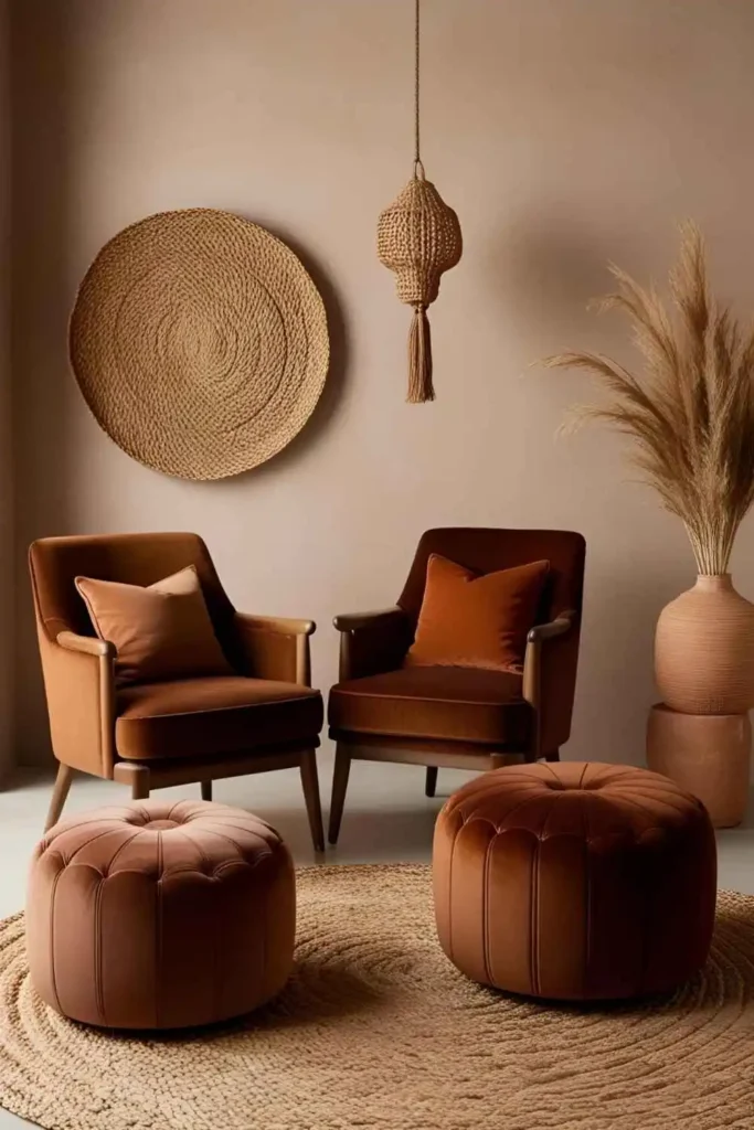 Textural Mix with Brown Velvet Accents