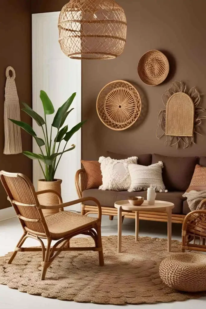 Woven Wonders Brown Rattan and Cane Accents