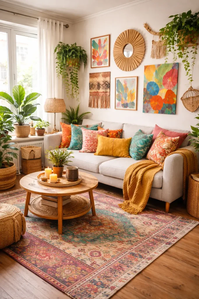 Colorful Boho Living Room Ideas